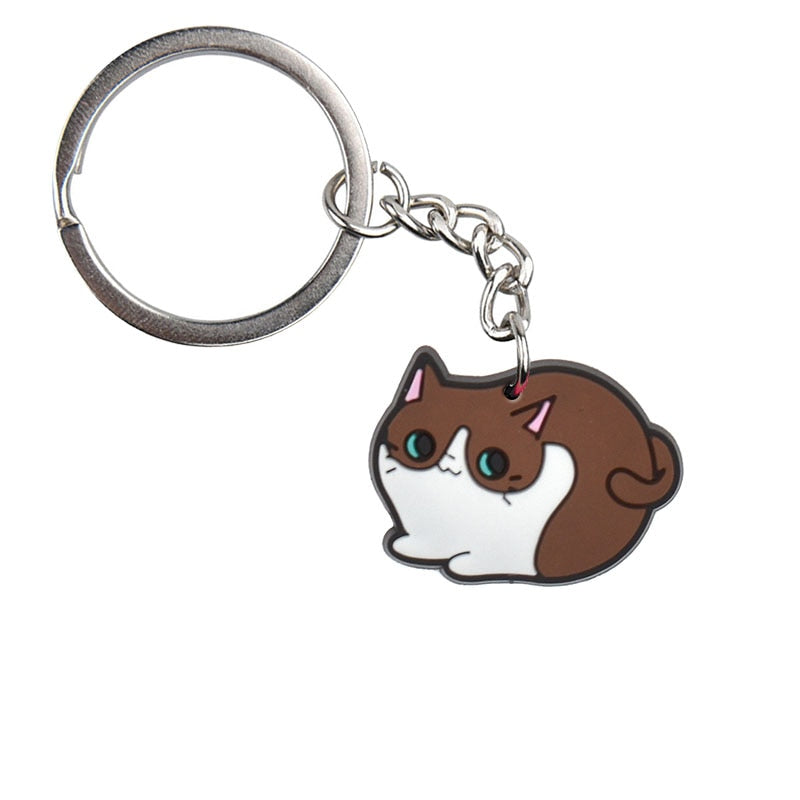 Brown Cat Keychain Gift for Cat Owner Cartoon Creative Gift Key Holder Keyring