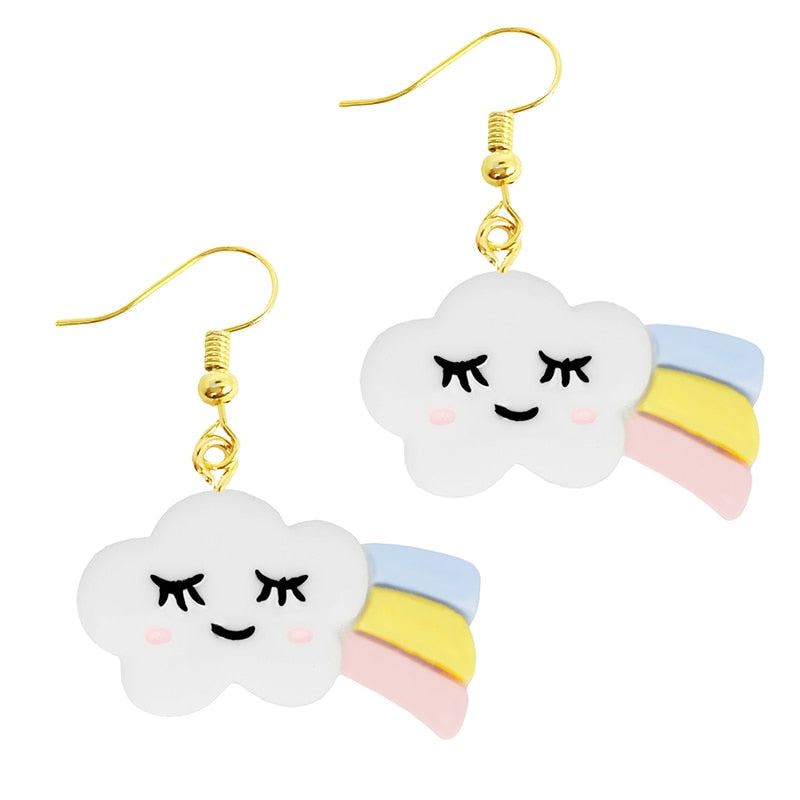 Face Cloud Drop Earrings Women Art Fashion Cartoon Earrings Creative Jewelry