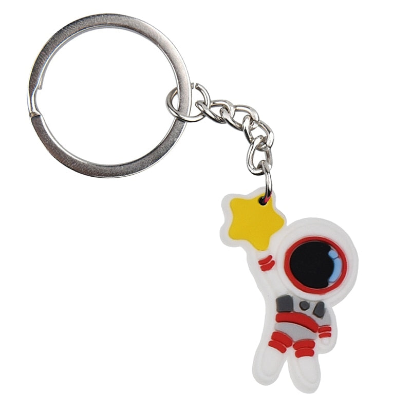 23 Styles Creative Cartoon Spaceship Astronaut Planets Soft PVC Rubber Keychain