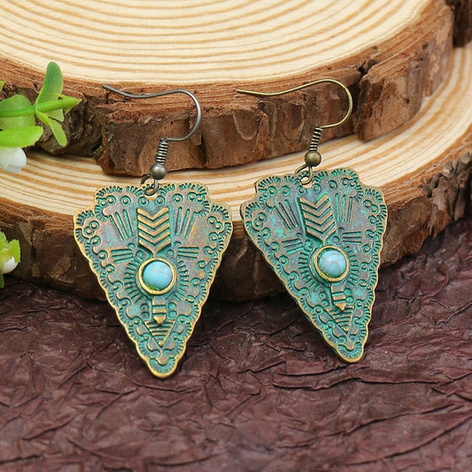 Blue Triangle Style Dangle Earrings Women Fashion Modern Accessories Cute