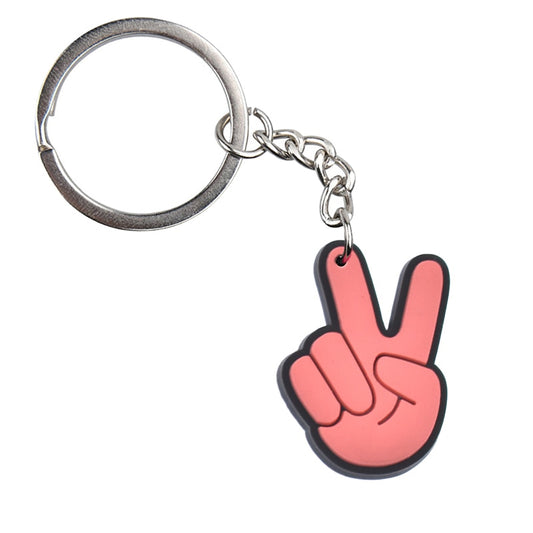 14 Styles PVC Keychain Peace and Love Butterfly Flower Sign Keychain Global