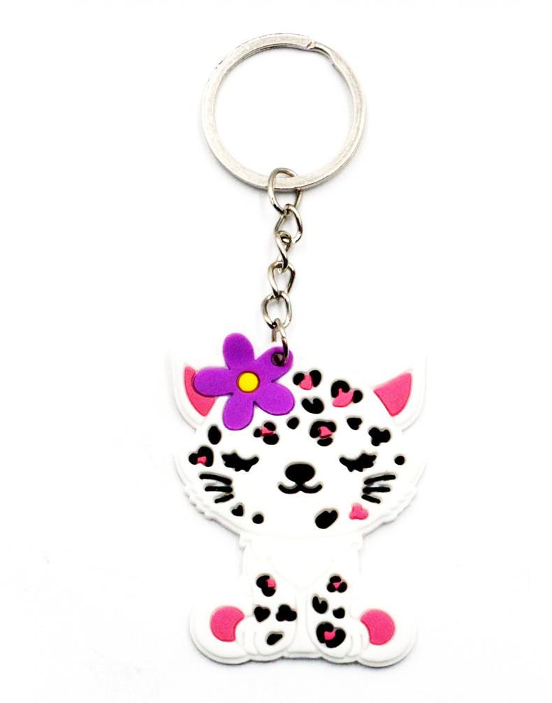 Leopard Pattern Cat Keychain Party Gift Cute Keyring Cartoon DIY Jewelry