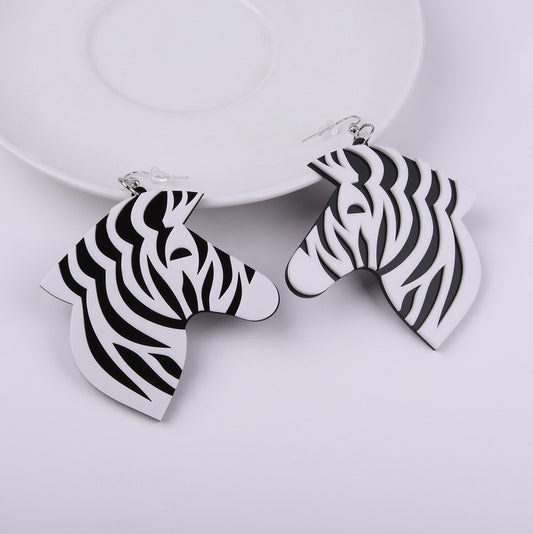 Zebra Pattern Drop Earrings Female Travel Cartoon Earrings Creative Art Jewelry