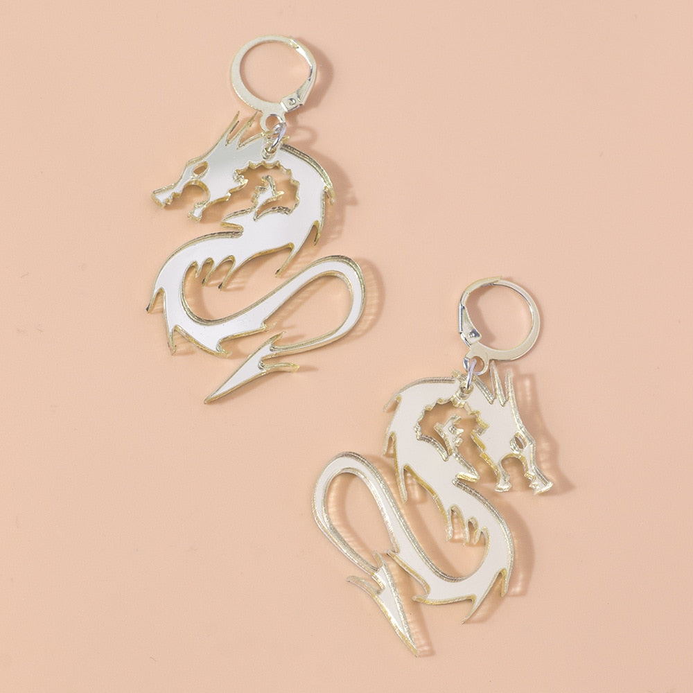 Acrylic Dragon Drop Earrings Women Travel Fashion Cartoon Earrings Creative