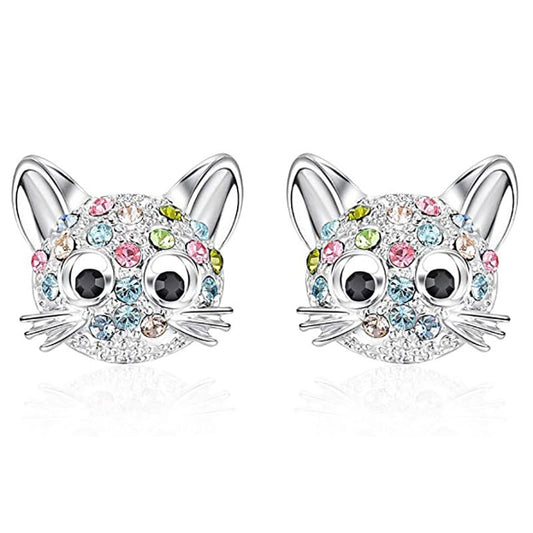 Rhinestone Cat Fashion Stud Earrings Women Girl Earrings Jewelry Female