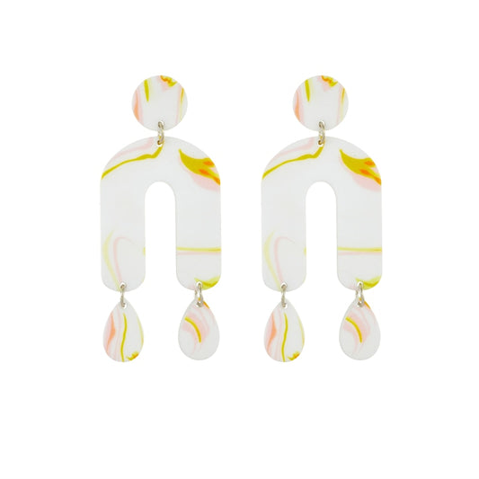 White Marbles Drop Earrings Women Travel Fashion Cartoon Earrings Creative