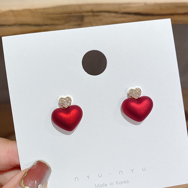 Cute Matte Heart Stud Earrings Women Gifts Earring Cute Girls Eardrop Jewelry