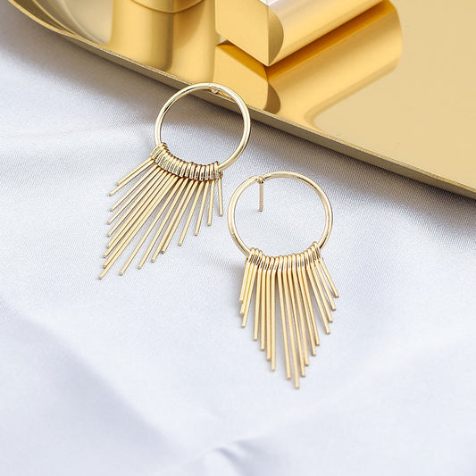 Geometric Tassel Drop Earrings Women Girl Fashion Trendy Jewelry Accessories