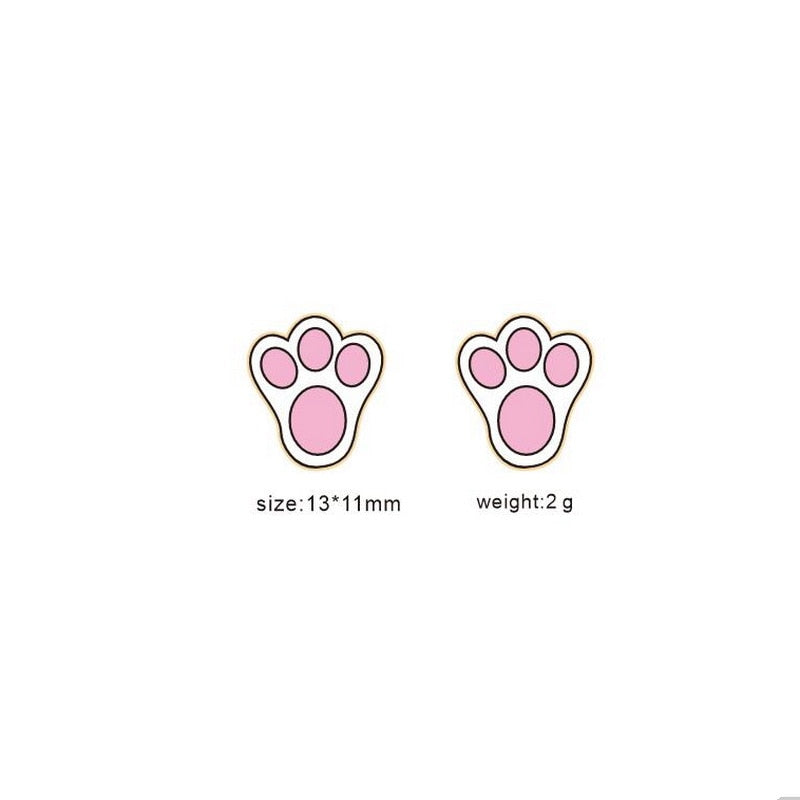 Easter Rabbit Paw Wooden Stud Earrings Women Gifts Earring Cute Girls Eardrop