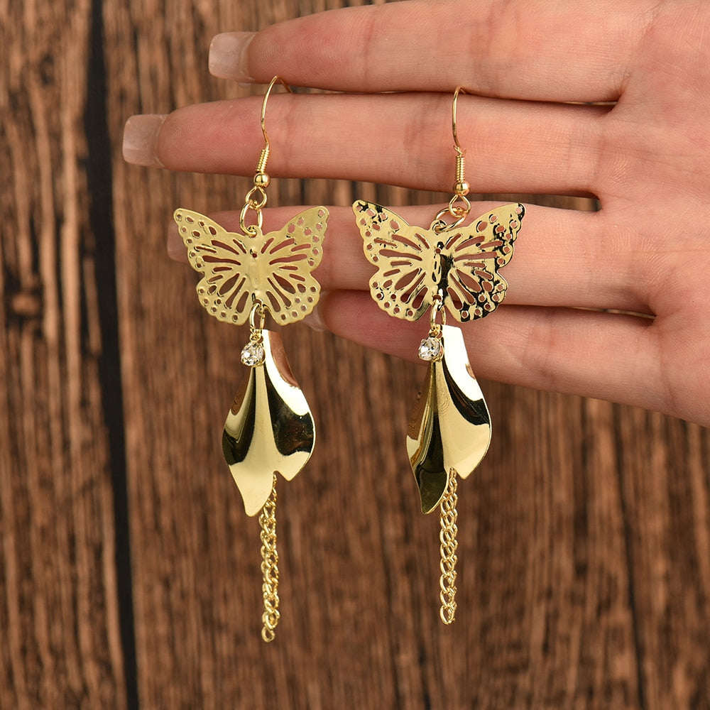 Butterfly Leaf tassel Drop Earrings Cartoon Ear Pendants Accessories Women