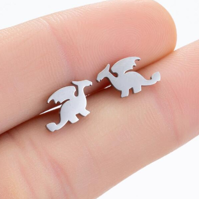 Dragon Design Stainless Steel Earrings Women Jewelry Small Studs Gifts Earring