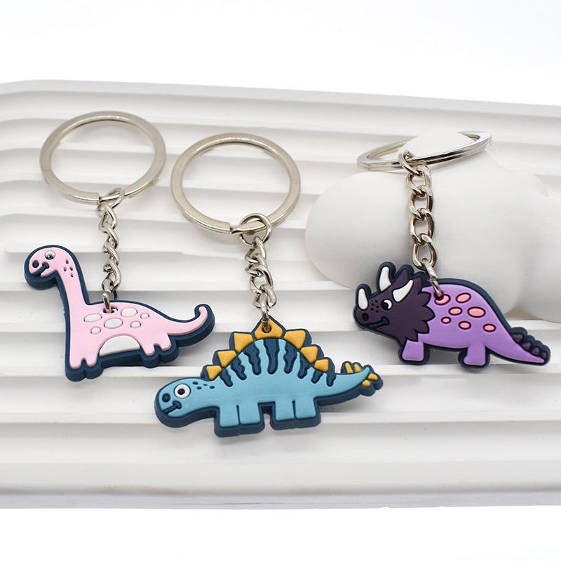 19 Styles Colorful Dinosaur Keyring Cartoon Keychains Souvenir Jewelry Bag