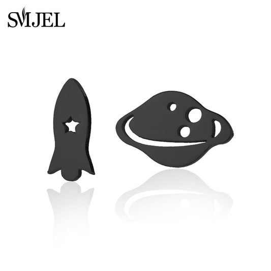 Planet Rocket Stainless Steel Earrings Women Jewelry Small Studs Gifts Earring