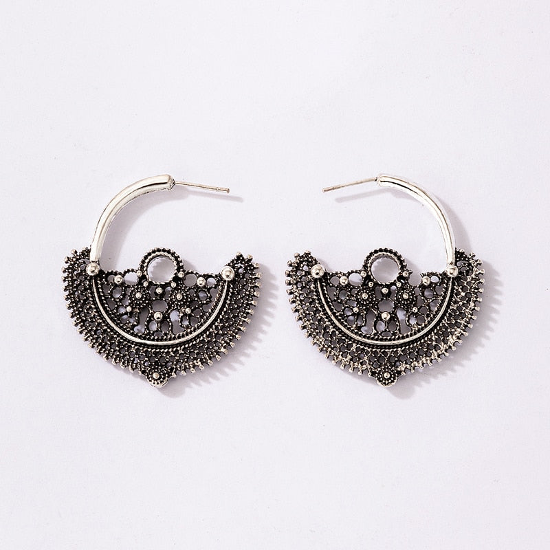 Vintage Ethnic Earring Geometric Antique Hoop Dangle Earrings Trendy Women