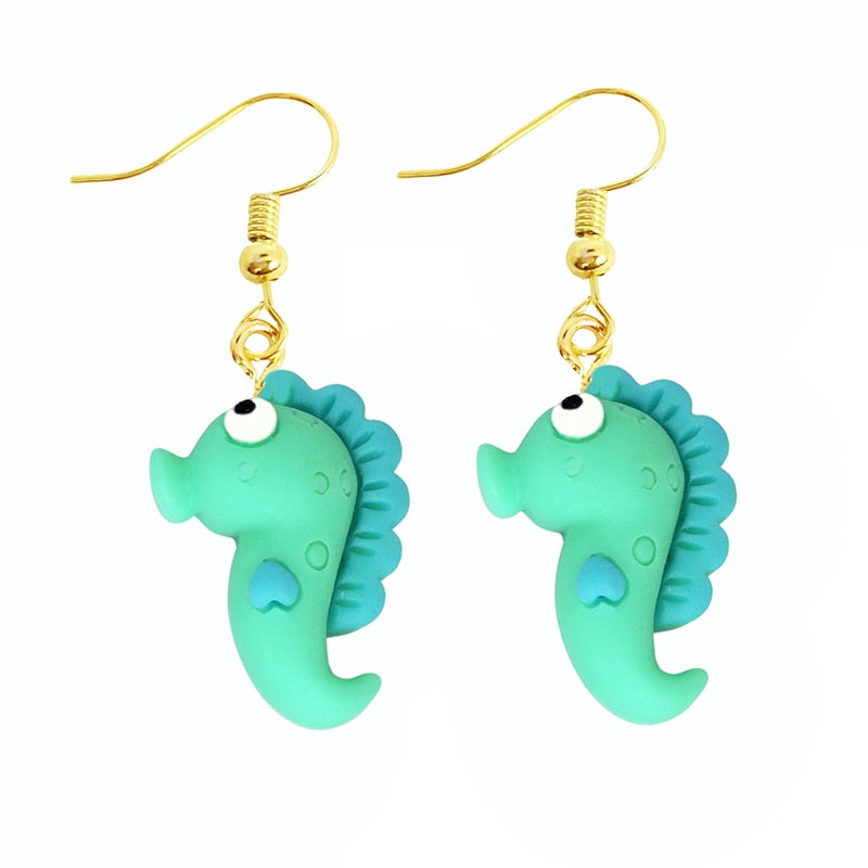 Green Seahorse Dangle Earrings Women Gifts Earring Cute Girls Eardrop Jewelry