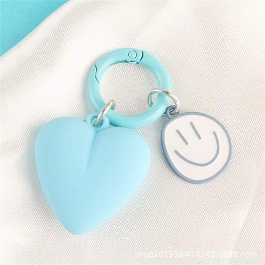 6 Colors Frosted Heart Keychain Candy Color Love Keyring For Couple Earphone