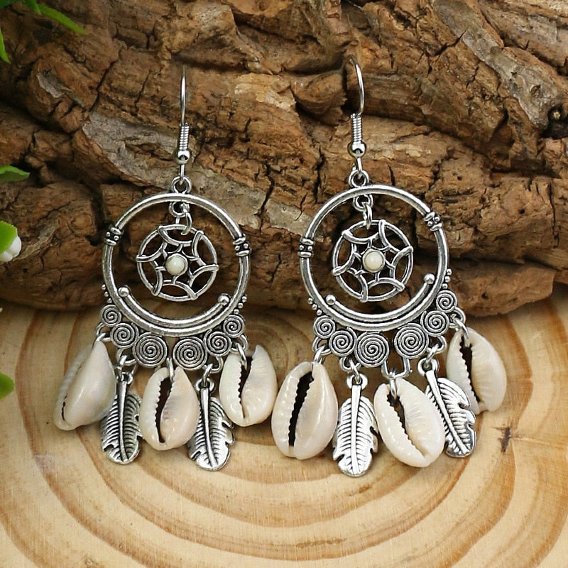 17 Styles Long Bohemian Shell Vintage Flower Fringed Dangle Earrings Women Party