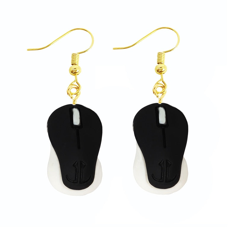 Creative Funny Design Modern Computer Mouse Drop Earrings Women Creativity