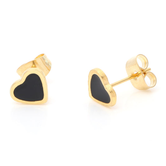 Black Colored Heart Stud Earrings Women gift Earring Fashion Charm Vintage