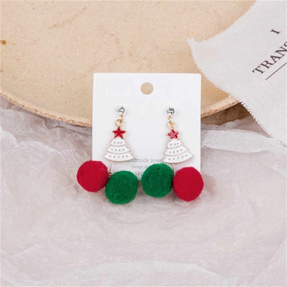 White Chrtistmas Tree Drop Earrings Women Party Cute Art Jewelry Dangle Gifts