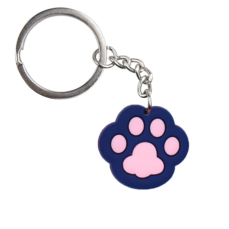 Purple Dog Cat Paw Keychain Party Gift Cute Keyring Cartoon DIY Jewelry Souvenir