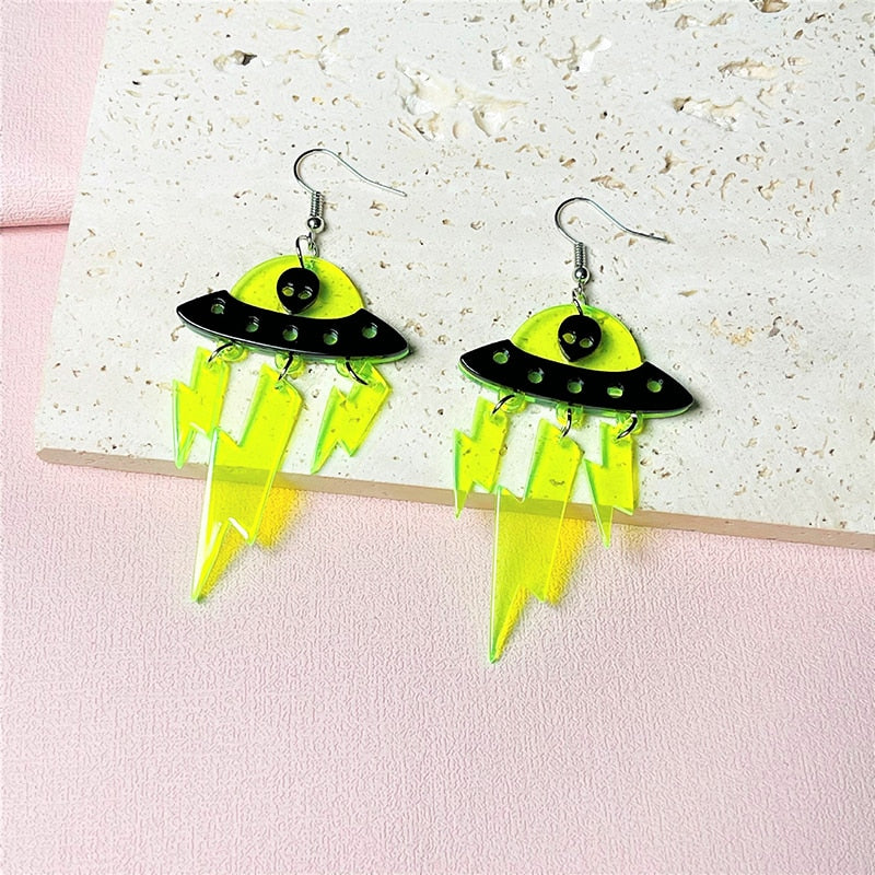 23 Styles Acrylic Astronaut Star Lightning Cat Spaceship Drop Earrings Women