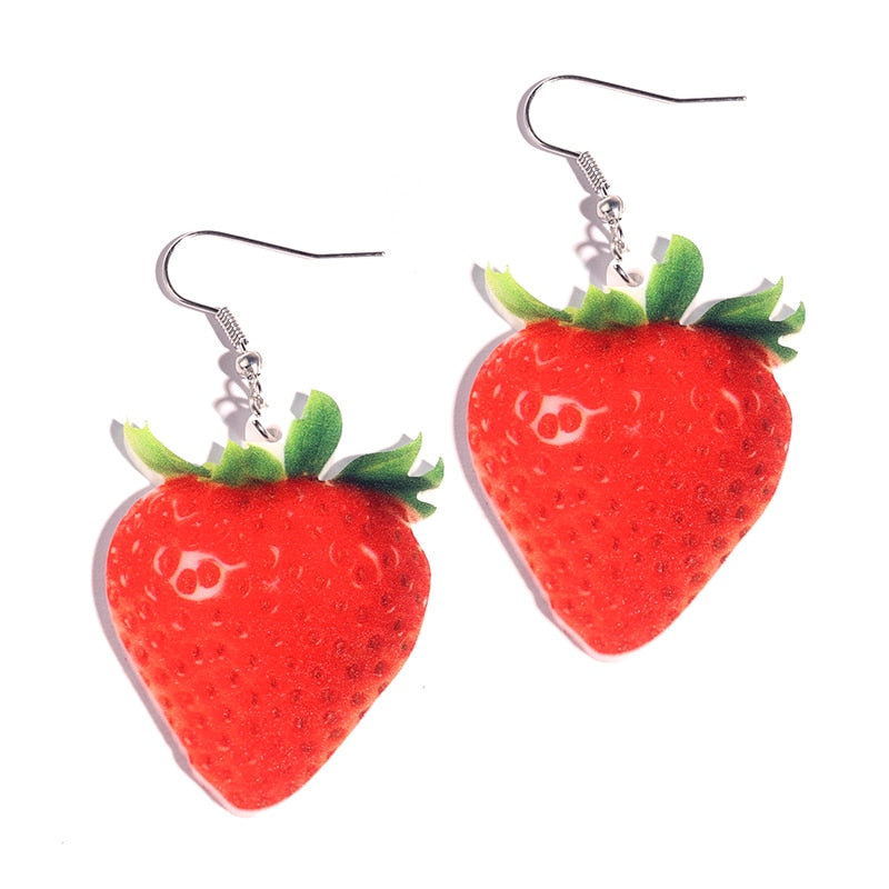 Strawberry Fruit Drop Earrings Women Creativity Jewelry Cute Earring Girls Gift