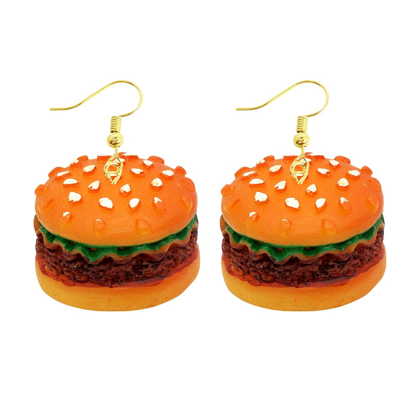 Burger Funny Design Drop Earrings Women Creativity Jewelry Cute Earring Girls