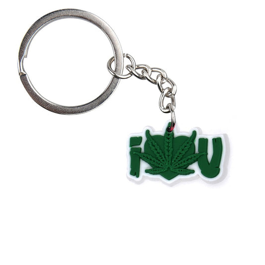 I Love Green Leaf Keychain Cartoon Creative Gift Key Holder Keyring Anime