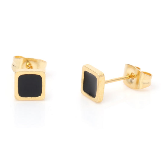 Black Colored Square Stud Earrings Women gift Earring Fashion Charm Vintage