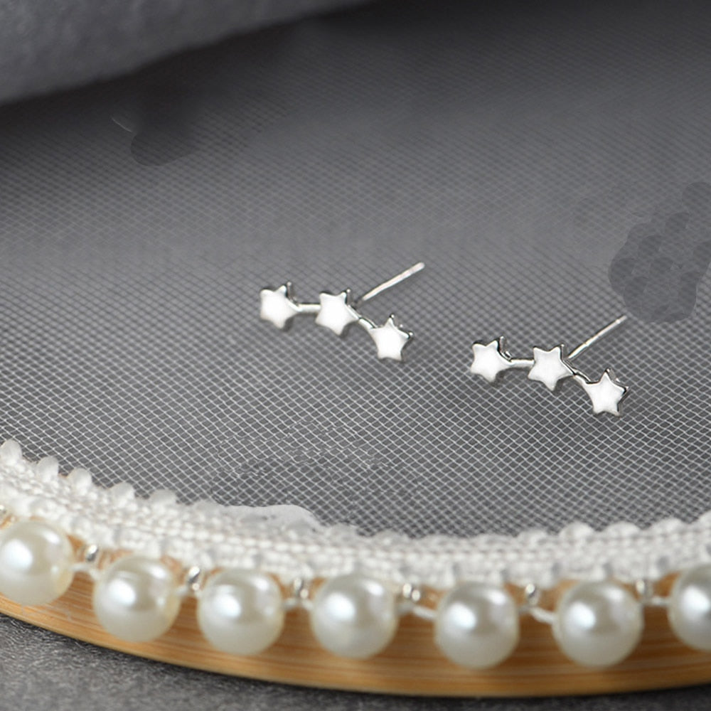 Minimalist Silver Color Small Star Stud Earrings For Women Geometric Jewelry