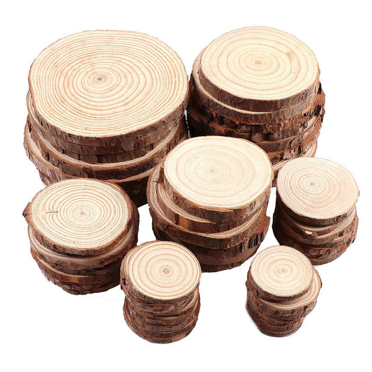 3-12cm Thick 1 Pack Natural Pine Round Unfinished Wood Slices Circles With Tree