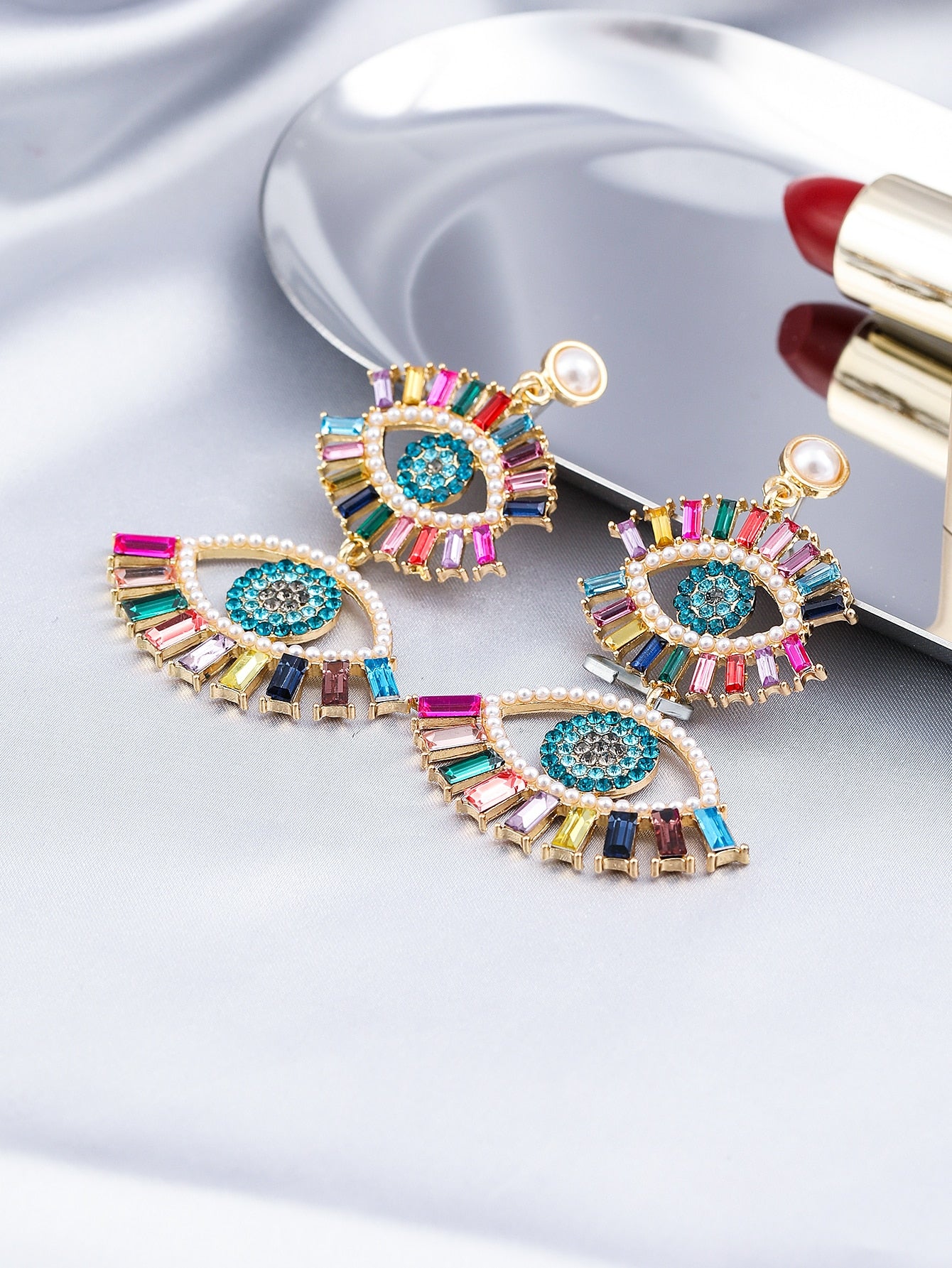 Colorful Eyes with Lashes Lady Cute Dangle Earrings for Women Jewelry Girls