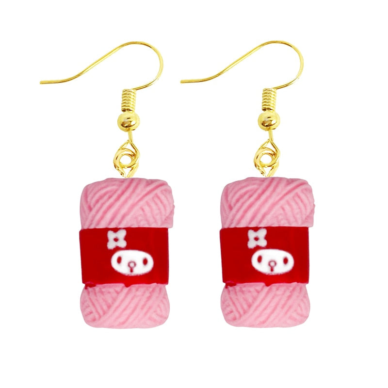 Creative Funny Design Knitting String Drop Earrings Women Creativity Jewelry