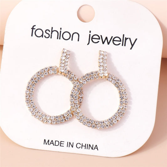 Rhinestone Ring Drop Dangle Earrings Trendy Women Fashion Earrings Jewelry Gift