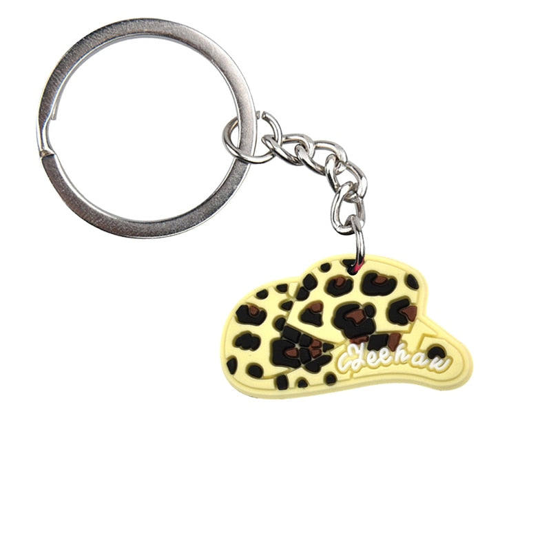 Animal Pattern Cowboy Hat Keychain Key Ring Alloy Key Chains For Women Men