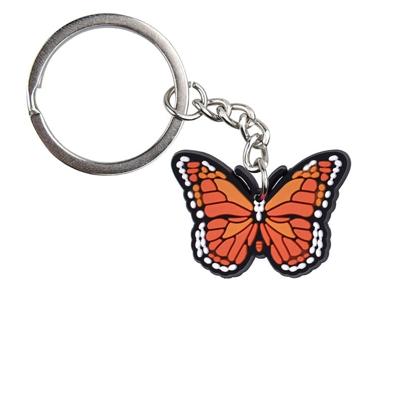 Orange Butterfly Pendant Cartoon Keyring Cute Creative Fashion Keychains Bag