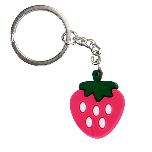 Pink Strawberry Keyring Cartoon Keychains Souvenir Jewelry Bag Pendant Gift