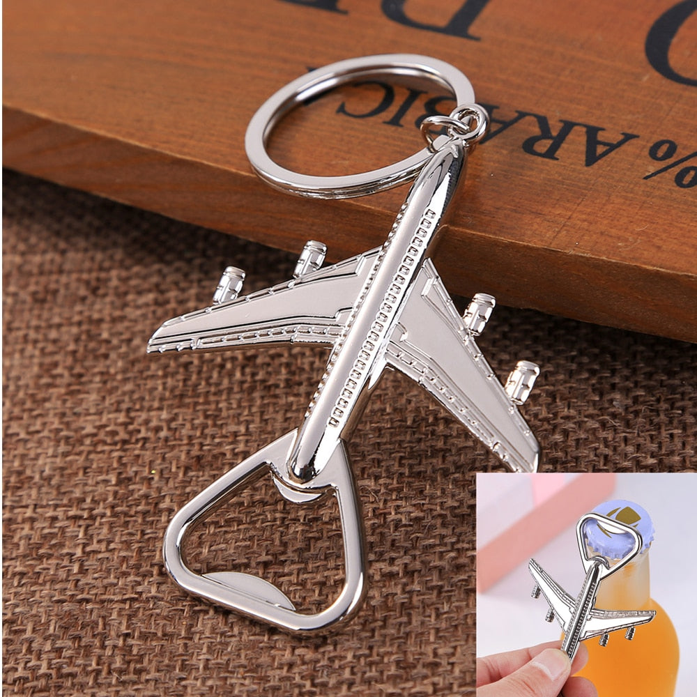 1pcs Stainless Steel Aircraft Keychain Beer Bottle Opener Keyring Mens Classic