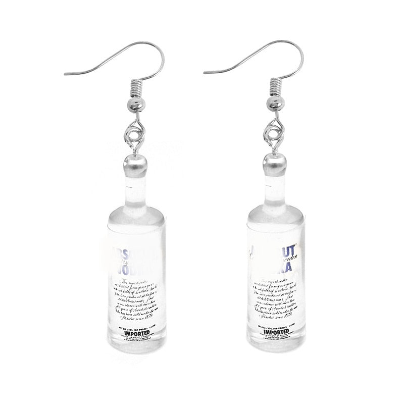 Vodka Bottle Decor Drop Earrings Women Art Fashion Cartoon Earrings Creative