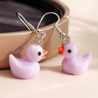 Purple Ducky Dangle Earrings Women Charms Earring Fashion Creative Jewelry