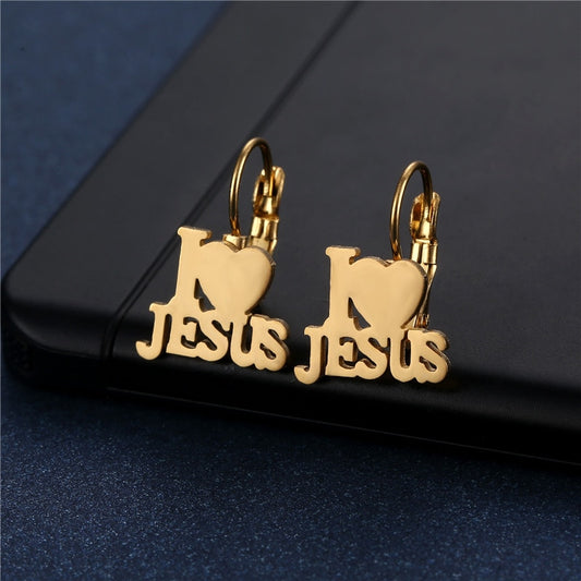 I Love Jesus Mini Small Stud Earrings Stainless Steel Women Party Gifts Charms