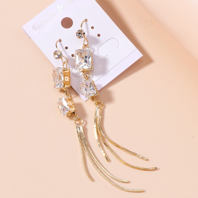 Rhinestone Decor Party Tassel Earrings Trendy Women Fashion Earrings Jewelry