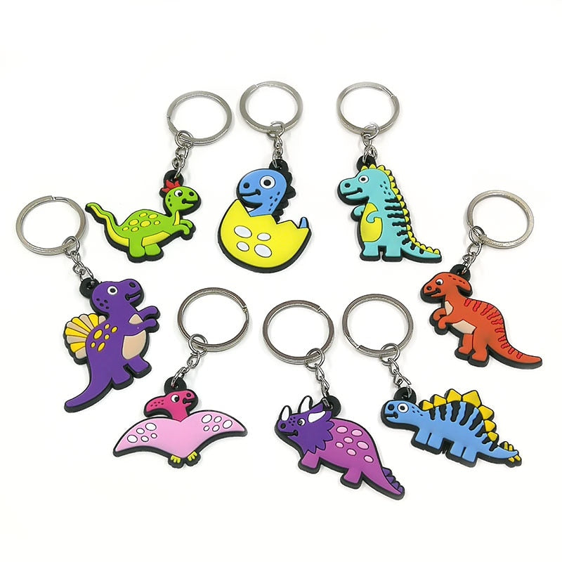 9 Styles PVC Cartoon Dinosaur Keychain Trinkets Gift Keyring Souvenir Handbag