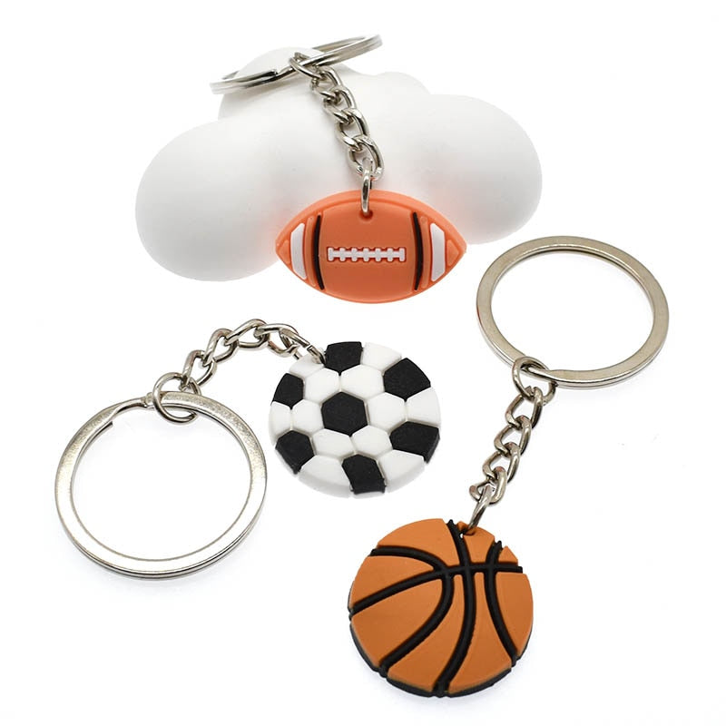 34 Styles Basketball Tennis Baseball Softball Keychain PVC Sports Pendant Key