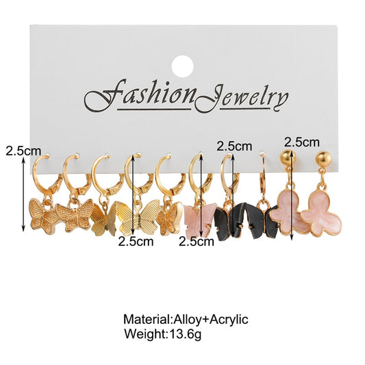 5 Pairs Mini Butterfly Charms Earrings for Girls Women Birthday Gift Lovely