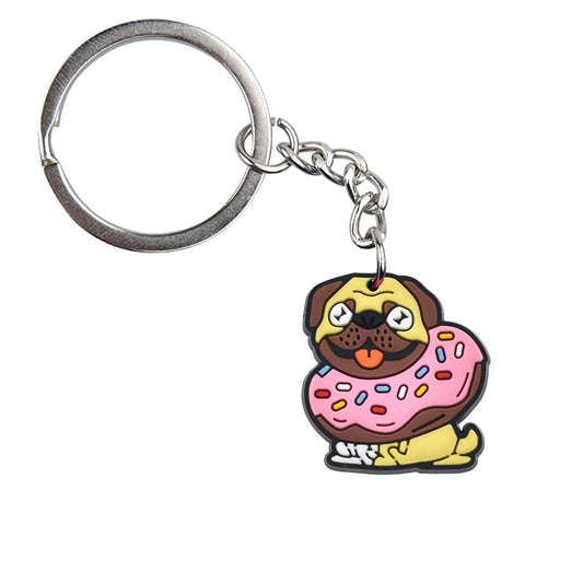 Dog And Donut Keychain Gift Cute Charms Keyring Souvenir Handbag Accessories