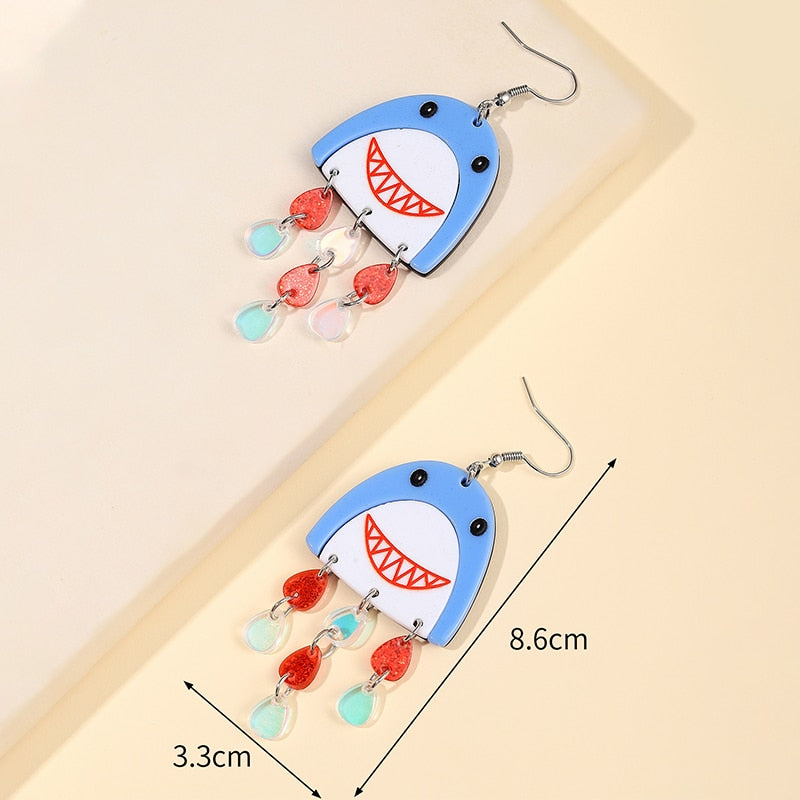 Shark Head Drop Earrings Women Travel Fashion Cartoon Earrings Creative Jewelry