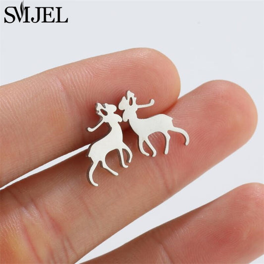 Deer Design Stainless Steel Earrings Women Jewelry Small Studs Gifts Earring
