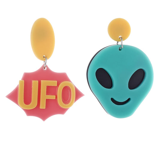 UFO Acrylic Drop Earrings Women Travel Fashion Cartoon Earrings Creative Jewelry